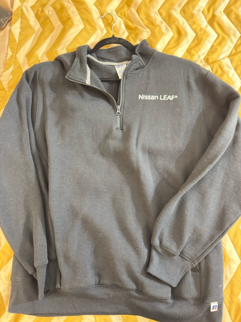 Russell Athletic Black Quarter-Zip Pullover with Nissan LEAF Embroidery